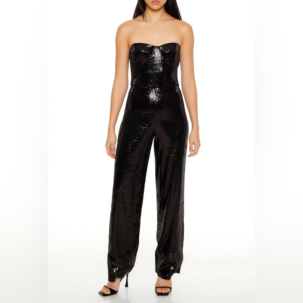 Black Sequin sweetheart Jumpsuit